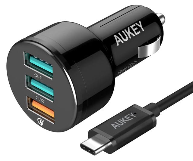 AUKEY Car Charger with Quick Charge 3.0 & 3 USB Ports for LG V20