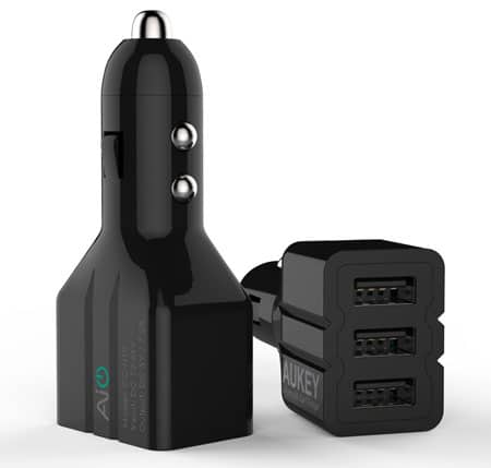 Aukey 36W/7.2A 3 Port USB Car Charger