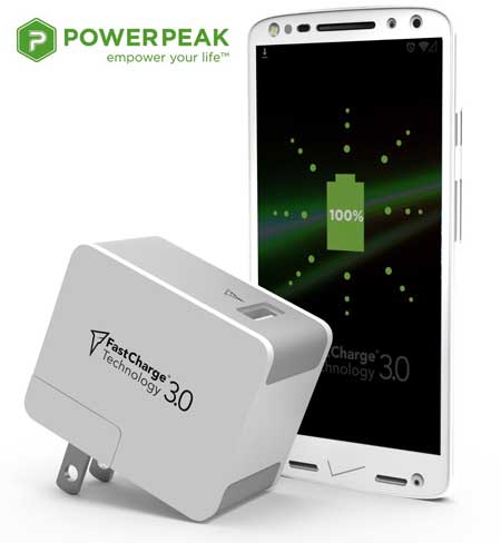 PowerPeak® FastCharge3.0 Adaptive USB Wall Charger For Motorola Droid Maxx 2