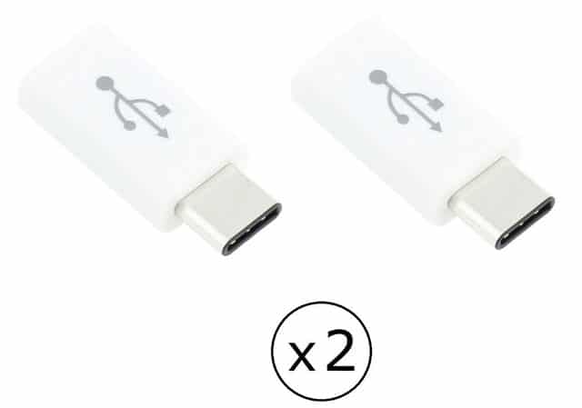 LightningKid 2-Pack Type C to Micro USB 2.0 Female Adapter Charge for LG V20