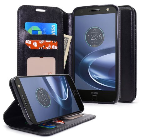 NageBee - Design Premium PU Leather Wallet Pouch Case for Motorola Moto Z Force Droid