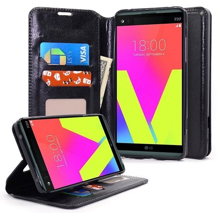 NageBee Leather Flip Fold Wallet Case for LG G6