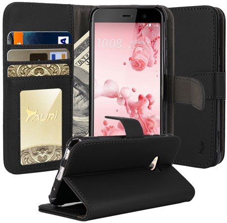 Tauri Wallet Leather Case Flip Cover For HTC U Play