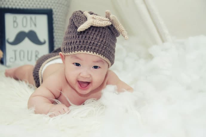 Cute Boy Baby with Monkey Cap