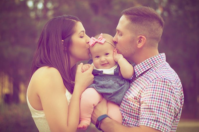 happy family with a little kid