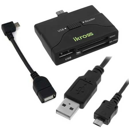 iKross 3-in-1 Essential Kit Micro-USB OTG Adapter Cable Bundle