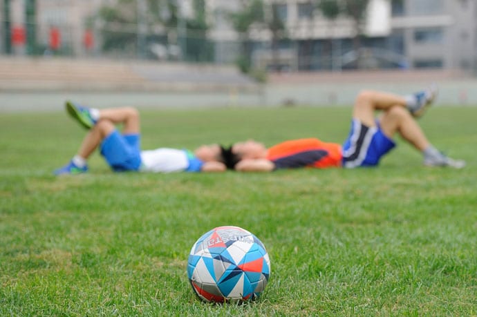 two friends with ball